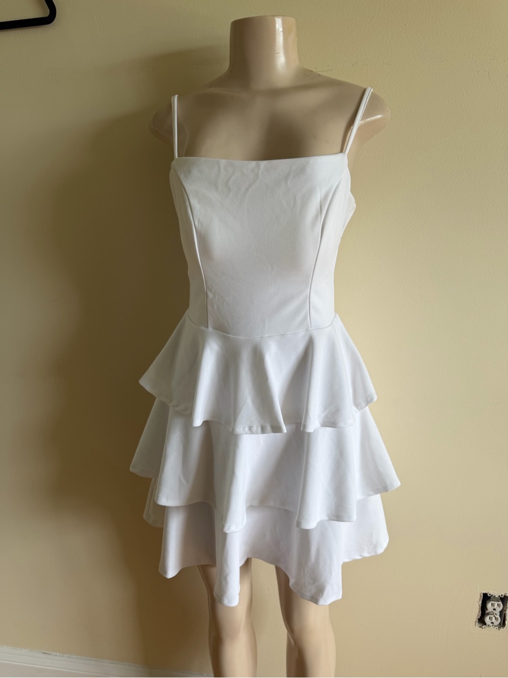 White Tiered Cutout mini Dress